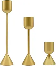 Generic 3pc Brass Gold Candle Holder Set - Sienna- Gold Candle Stick Holder for Taper Candles - Candle Holders for Home Décor, Weddings, Special Occasions