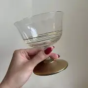 3 Crystalex Bohemia Crystal Czech Sherbet Brass Dessert Glasses