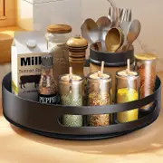 Lazy Susan Turntable, Sayzh Turntable Organizer, Spice Rack Rotating For Kitchen Pantry Cabinet Cupboard Table Countertop, Metal Steel, 10 Inch, Black
