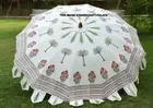 Hand Block Printed Garden Umbrella Indian Sun Shade Parasol Beach Umbrellas 80"