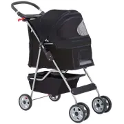 BestPet Pet Stroller Cat Dog Cage Stroller Travel Folding Carrier,Black Black
