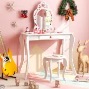 Costway2 in 1 Children Dressing Table with Removable Mirror & Storage Drawer for Aged 3+ Years Old