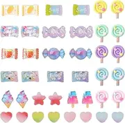 SUNNYCLUE 80Pcs 20 Styles Candy Cabochons Icecream Lollipop Cabochon Sweet Food Flatback Charms Resin Beads Slime Charm for Embellishments Flat Back Scrapbooking Deco Supply Crafting Supplies