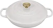 [Le Creuset] Signature Enameled Cast Iron Shallow Casserole 30 Gld Knob White