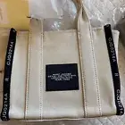 Marc Jacobs The Jacquard Small Tote Bag in Warm Sand/Black Piping