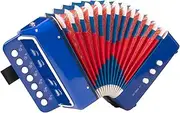 Button Accordion, Horse 10 Keys Control Kids Accordion Musical Instruments for Kids Children Beginners Lightweight and Environmentally-friendly (Blue)
