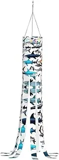 Halloween Garden Sharks Pattern Windsock Lights Halloween Lighted Windsock for Patio Yard Pathway Party Decor