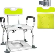 FFSPIIO Height Adjustable Shower Chair, Toilet Mobile Toilet Household Shower Toilet Chair Seniors Disabled Shower Assisted Bath Stool Shower Chair(B)