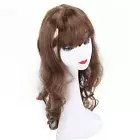 Long Wavy Wig Light Brown Elegant Fluffy Breathable High Temperature Synthetic