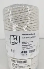 Macrame Cord 3mm X 200 M 218 Yards Strand Twisted Cotton Cord Soft Cotton...