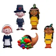 Thanksgiving Embellishment Set - Pilgrim Indian Cornucopia - Craft Scrap Sew