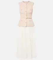 [Self-Portrait] Self-Portrait Sequined bouclé chiffon midi dress AU 14 white