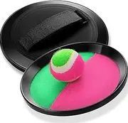 Toss and Catch Ball Set with Two Hook & Loop Paddle Discs and Tennis Ball, Fun Outdoors Garden & Beach Toy Game for the Whole Family, Develops Hand-eye Coordination (Beach Catch It Game, 1 Set)