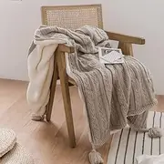 Winter Coral Fleece Blanket, Double Thickened Blanket, Double-Sided Available,Light Gray,150 * 200cm