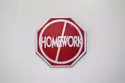 No Homework Door Decor Wood Sign Plaque Red Octagon Cute Funny Sign for Summer