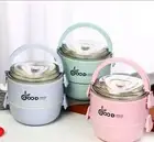 Stackable Plastic Lunch Box Bento Box Thermal Food Container for Kids (Pink)