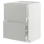 METOD / MAXIMERA base cb 2 fronts/2 high drawers, white/Havstorp light grey, 60x60x80 cm