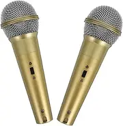 Toddmomy 2pcs Simulation Microphone Model Microphone Playthings Costume Party Props Costume Props Fake Mic Music Studio Decor Golden Plastic