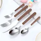 Steak Knife Fork Set Flatware Slicer Cutlery Dinner Stainless Steel Wood Handle