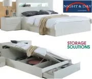 Brand new Vogue Seattle King Single Gas lift storage Bed Frame Gloss White light