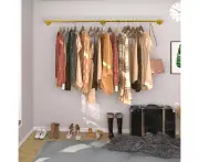 Wall-Mounted Iron Clothing Storage Hanger Rod