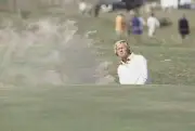 Golf, British Open, Jack Nicklaus in action from sand on Saturday - Old Photo