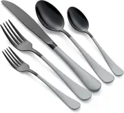 20-Piece Black Silverware Set 18/0 Stainless Steel Flatware Gray Handle Cutlery