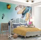 3D Color Feather Wallpaper Wall Mural Removable Self-adhesive 463