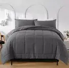 3PCS Grey Comforter King Set, Bed in a Bag Grey King Size Comforter, Prime Mi...