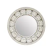 Willow & Silk Carved Bold-frame Designer Wall Mirror 80 Cm