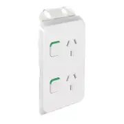 Clipsal Iconic 3025V-VW - Twin Switch Socket Outlet, Vertical Mount, 250V, 10A