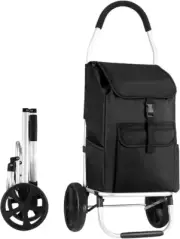 Foldable Aluminium Shopping Cart Trolley Bag Dolly with Wheels Black