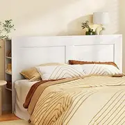 Artiss King Bed Headboard, 3-Tier Side Cube Shelves Headboards Tufted Beds Head Frame Base Upholstered with Engineered Wood, 195 x 28 x 111cm, Modern Design White
