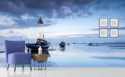 Lake View Under Cloudy Sky Self-Adhesive Living Room Wallpaper Murals Home Decor