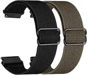 [sundrerfect] Elastic Watch Straps 22 mm with Quick Release, 2-Piece, Breathable Sports Strap Made of Stretch Nylon, Compatible with Samsun, Garmi, Huawe, Fossi, Black and Grey, normal, Nylon, /