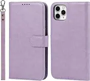 Cavor for iPhone 11 Pro Max Wallet Case for Women Flip Folio Kickstand PU Leather Case with Card Holder Wristlet Hand Strap Stand Protective Cover for iPhone11 Pro Max 6.5'' Phone Cases-Purple