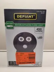 New Defiant Motion Activated Outdoor LED Flood Light, Battery Powered, Black