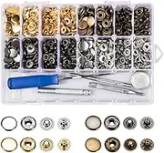164 Sets Snap Buttons for Leather, 1/2 Inch(12.5mm) Leather Snap Fasteners Kit, Metal Snap Buttons with Install Tool for Leather Crafting,Clothes, Jeans Wears, Bags