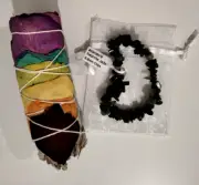 Smudge Stick White Sage With Chakra Rose Petals 10cm & Nephrite Jade Bracelet