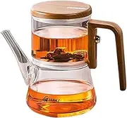 Magnetic Glass Kettle-Press Control Teapot, Tea Brewing Teapot | Loose Leaves Teapots with Infuser, High-Temperature Resistant Teapot, Non-Spill Magnetic Glass Teapot Lid, Teapot for Home Use