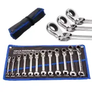 12-Piece Flex-Head Ratcheting Wrench Set Metric, 8-19mm, Chrome Vanadium Stee...