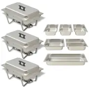 3 Piece Chafing Dish Set Stainless Steel vidaXL