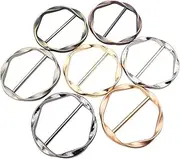 [GSHLLO] 7 Pcs 4cm Silk Scarf Ring Clip Shirt Tie Clips Round Scarves Clasp Waist Clothes Corner Knotted Button Clothing Ring Wrap Holders, 4cm, No Gemstone