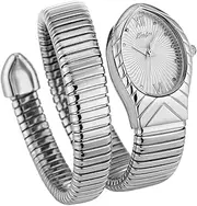 [Generic] Women's Snake Coil Quartz Watch - Elegant Serpentine Design, Flexible Wrap Band, Diamond Dial, 30M Waterproof, Japanese Movement