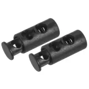 Spring Cord Locks 12pcs Plastic Double Hole Clips Stopper Toggle Rope End Black