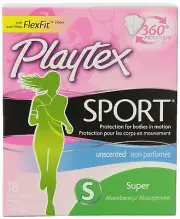 Playtex Sport Super Absorbency Unscented Tampons with FlexFit 18 Count Pack of 2