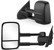 BDFHYK Tow Mirrors Compatible with Chevy Silverado 1500 2014-2017 Silverado 2500 HD 2015-2016 GMC Sierra 1500 2500 HD, Towing Mirrors Pair Power Heated Adjustable Manual Folding and Telescoping, Black