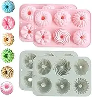4Pcs Mini Bundt Cake Pan, 6-Cavity Fluted Tube Cake Pan, Non-Stick Silicone Baking Mold for Cupcakes, Cornbread, Brownies, Jellies, Donuts
