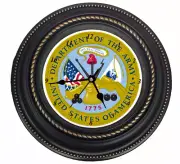 U.S. Army Clock 12" round with Gold trim
