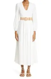 NWT Zimmermann Cira Plunge Linen Long Belted Dress 0, US4